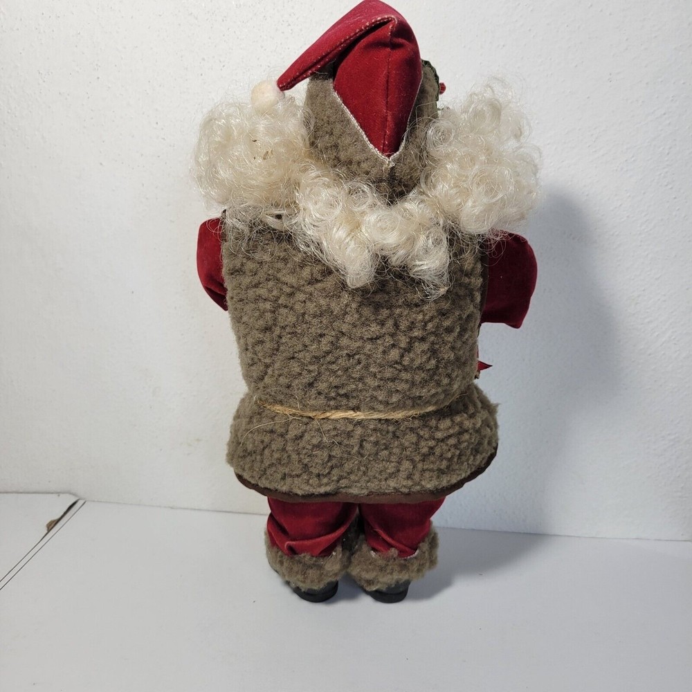 12" Santa Standing Plastic And Cloth - Picture 5 of 7